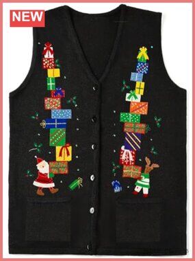 Sequin Embroidered Beaded Button Front Crochet Sweater Vest